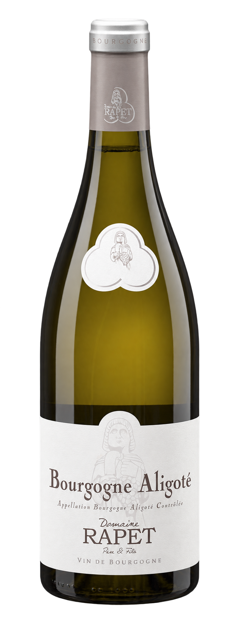 Illustration de la bouteille Bourgogne Aligoté, Domaine Rapet, reconstituée à partir de l’étiquette